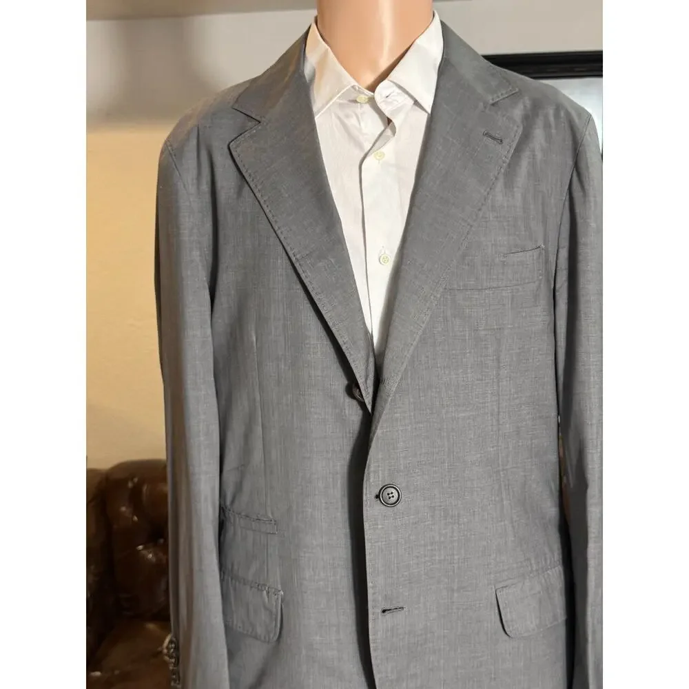 Brunello Cucinelli Wool Silk Deconstructed Blazer Gray Lightweight 50 40R